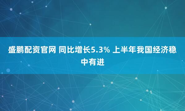 盛鹏配资官网 同比增长5.3% 上半年我国经济稳中有进